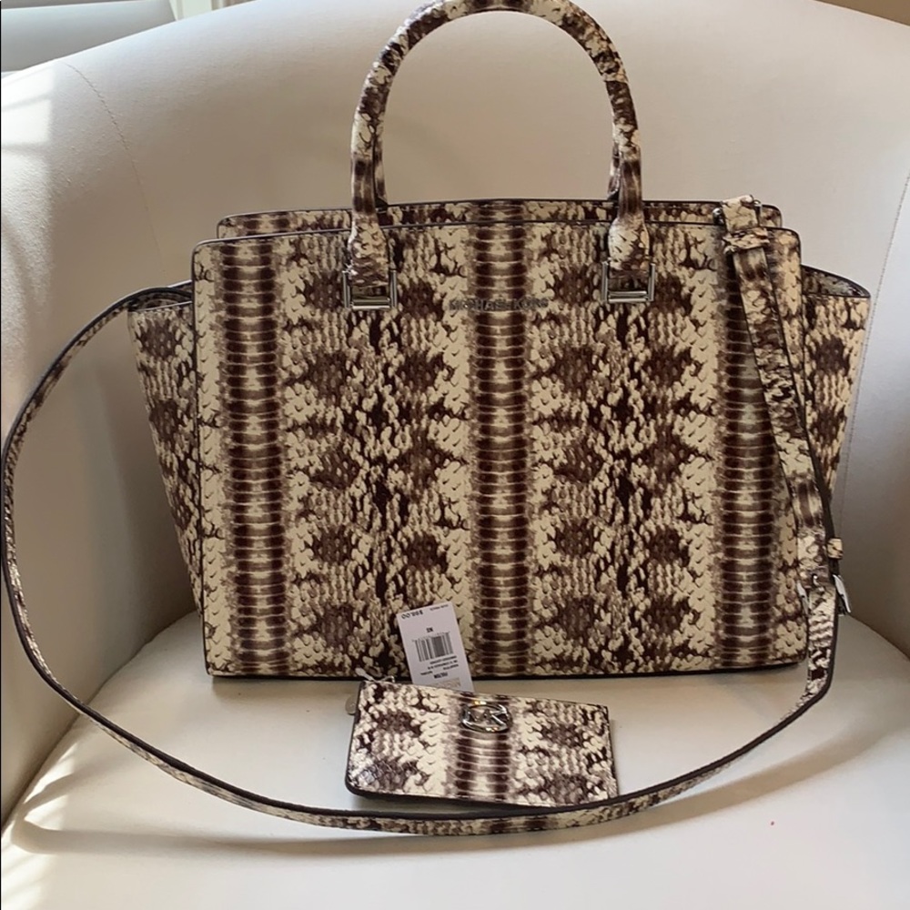 NWT Michael Kors Snakeskin purse and wallet